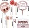 Rose Gold Cake Topper Decoration with Happy Birthday Candles Happy Birthday Banner Confetti Balloon Paper Fans For Rose Gold Theme Party Decor Girl Women Birthday Party